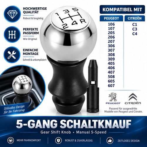 Schaltknauf gang schwarz - schaltknauf, 5-gang